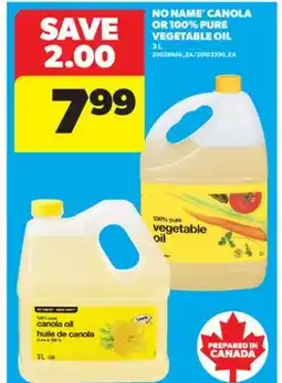 Real Canadian Superstore NO NAME CANOLA OR 100% PURE VEGETABLE OIL, 3 L offer