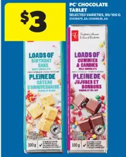 Real Canadian Superstore PC CHOCOLATE TABLET, 90/100 G offer