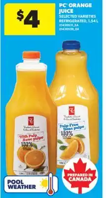 Real Canadian Superstore PC ORANGE JUICE, 1.54 L offer
