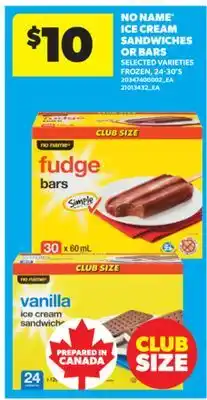 Real Canadian Superstore NO NAME ICE CREAM SANDWICHES OR BARS, 24-30' S offer