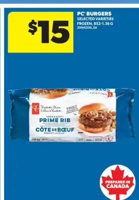 Real Canadian Superstore PC BURGERS, 852-1.36 G offer