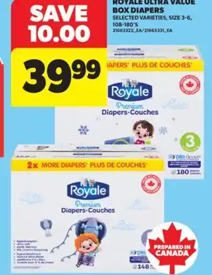 Real Canadian Superstore ROYALE ULTRA VALUE BOX DIAPERS, SIZE 3-6, 108-180'S offer