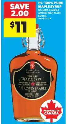 Real Canadian Superstore PC 100% PURE MAPLE SYRUP, 500 ML offer