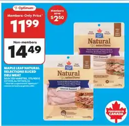 Real Canadian Superstore MAPLE LEAF NATURAL SELECTIONS SLICED DELI MEAT, 375/400 G offer