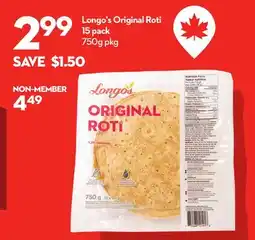Longo's Original Roti 15 pack offer