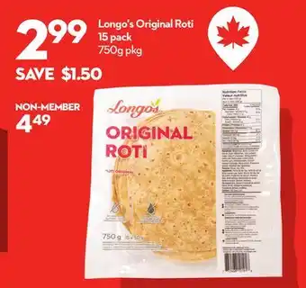 Longo's Original Roti 15 pack offer