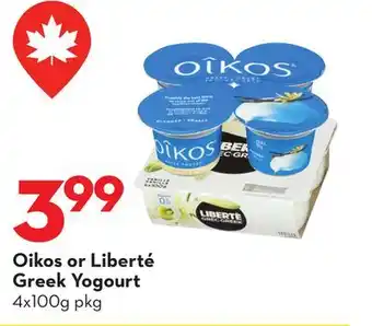 Longo's Oikos or Liberté Greek Yogourt offer