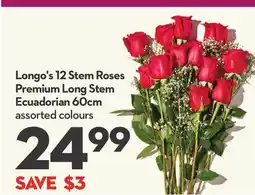 Longo's 12 Stem Roses Premium Long Stem Ecuadorian 60cm offer
