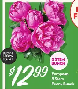Longo's European 5 Stem Peony Bunch offer
