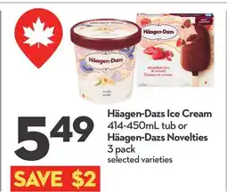 Longo's Ice Cream 414-450mL tub or Novelties 3 pack offer