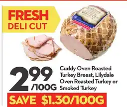 Longo's Cuddy Oven Roasted Turkey Breast, Lilydale Oven Roasted Turkey or Smoked Turkey offer