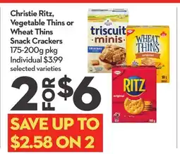 Longo's Christie Ritz, Vegetable Thins or Wheat Thins Snack Crackers offer