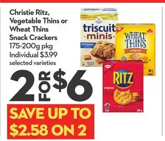 Longo's Christie Ritz, Vegetable Thins or Wheat Thins Snack Crackers offer