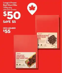 Longo's Frozen Beef Short Ribs offer