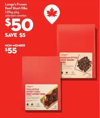 Longo's Frozen Beef Short Ribs offer