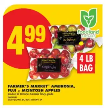 No Frills FARMER'S MARKET AMBROSIA, FUJI or MCINTOSH APPLES, 4 LB BAG offer