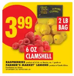 No Frills RASPBERRIES, 6 OZ CLAMSHELL or FARMER'S MARKET LEMONS, 2 LB BAG offer