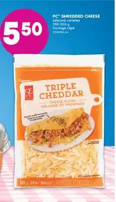 No Frills PC SHREDDED CHEESE, 250-320 G offer