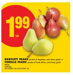 No Frills BARTLETT PEARS, FORELLE PEARS offer