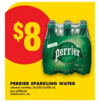 No Frills PERRIER SPARKLING WATER, 8x330/6x500 ML offer