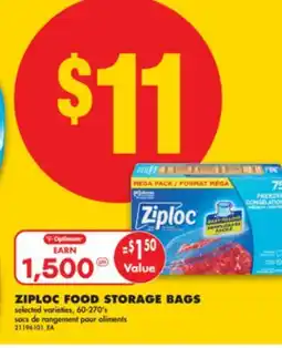 No Frills ZIPLOC FOOD STORAGE BAGS, 60-270'S offer
