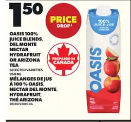 Independent Grocer OASIS 100% JUICE BLENDS, DEL MONTE NECTAR HYDRAFRUIT OR ARIZONA TEA, 960 ML offer