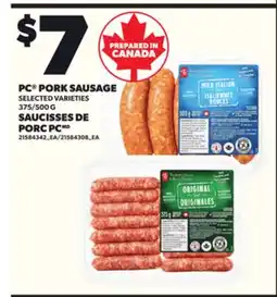 Independent Grocer PC PORK SAUSAGE, 375/500 G offer