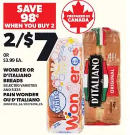Independent Grocer WONDER OR D'ITALIANO BREADS offer