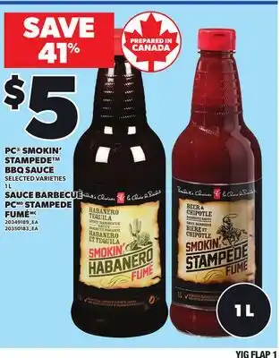 Independent Grocer PC SMOKIN' STAMPEDE BBQ SAUCE, 1 L offer