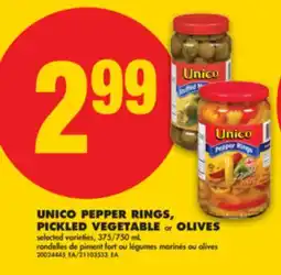 No Frills UNICO PEPPER RINGS, PICKLED VEGETABLE or OLIVES, 375/750 ML offer
