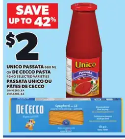 Independent Grocer UNICO PASSATA, 680 ML OR DE CECCO PASTA offer