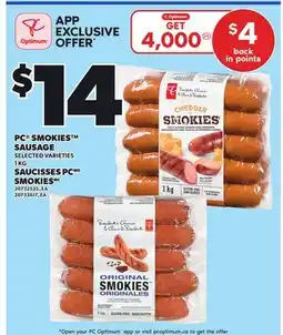Independent Grocer PC SMOKIES SAUSAGE, 1 KG offer
