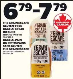 Independent Grocer THE GRAIN ESCAPE GLUTEN-FREE BAGELS, BREAD OR BUNS, 328/528 G offer