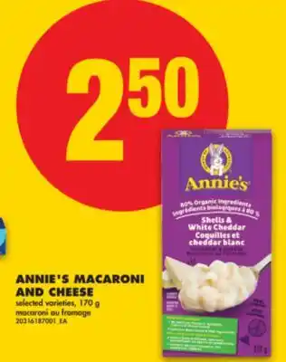 No Frills ANNIE'S MACARONI AND CHEESE, 170 G offer