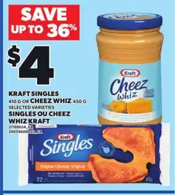 Independent Grocer KRAFT SINGLES 410 G OR CHEEZ WHIZ 450 G offer