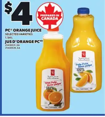 Independent Grocer PC ORANGE JUICE, 1.54 L offer