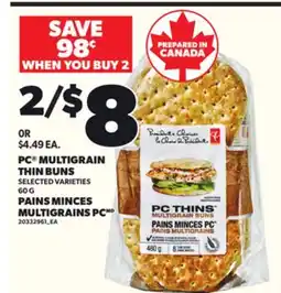 Independent Grocer PC MULTIGRAIN THIN BUNS, 60 G offer