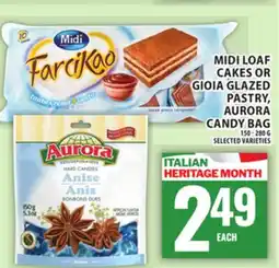 Food Basics MIDI LOAF CAKES OR GIOIA GLAZED PASTRY, AURORA CANDY BAG offer