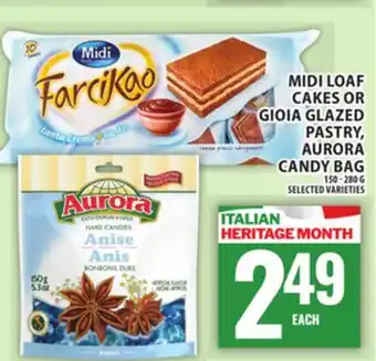 Food Basics MIDI LOAF CAKES OR GIOIA GLAZED PASTRY, AURORA CANDY BAG offer
