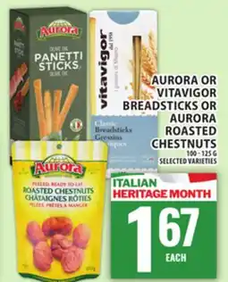 Food Basics AURORA OR VITAVIGOR BREADSTICKS OR AURORA ROASTED CHESTNUTS offer