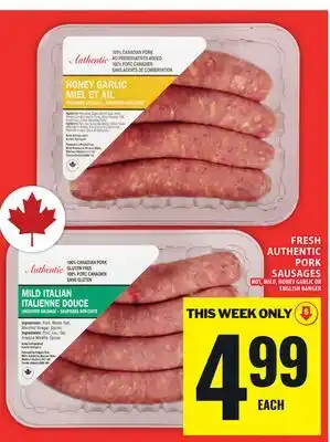 Food Basics FRESH AUTHENTIC PORK SAUSAGES offer