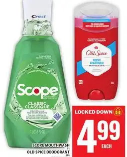 Food Basics SCOPE MOUTHWASH OR OLD SPICE DEODORANT offer