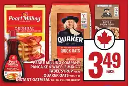 Food Basics PEARL MILLING COMPANY PANCAKE & WAFFLE MIX, TABLE SYRUP, QUAKER OATS, INSTANT OATMEAL offer