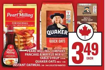 Food Basics PEARL MILLING COMPANY PANCAKE & WAFFLE MIX, TABLE SYRUP, QUAKER OATS, INSTANT OATMEAL offer