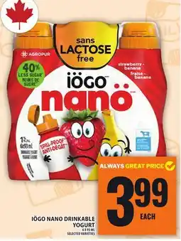 Food Basics IÖGO NANO DRINKABLE YOGURT offer