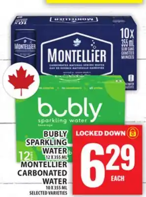 Food Basics BUBLY SPARKLING WATER OR MONTELLIER CARBONATED WATER offer