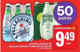 Food Basics SAN PELLEGRINO OR MAISON PERRIER CARBONATED WATER offer
