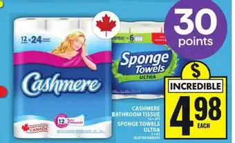 Food Basics CASHMERE BATHROOM TISSUE OR SPONGE TOWELS ULTRA offer