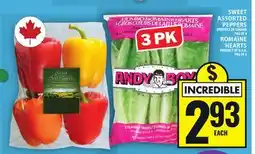 Food Basics SWEET ASSORTED PEPPERS OR ANDY BOY ROMAINE HEARTS offer