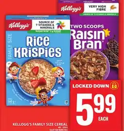 Food Basics KELLOGG'S FAMILY SIZE CEREAL offer